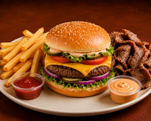 Cheeseburger w/Gyros.